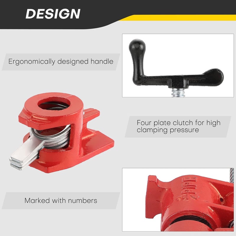 Acymner Wood Gluing Pipe Clamp Set | 3/4" Heavy Duty Woodworking Cast Iron Pipe Clamps Quick Release Pipe Wood Clamps (4 Pack, 3/4") - Image 4